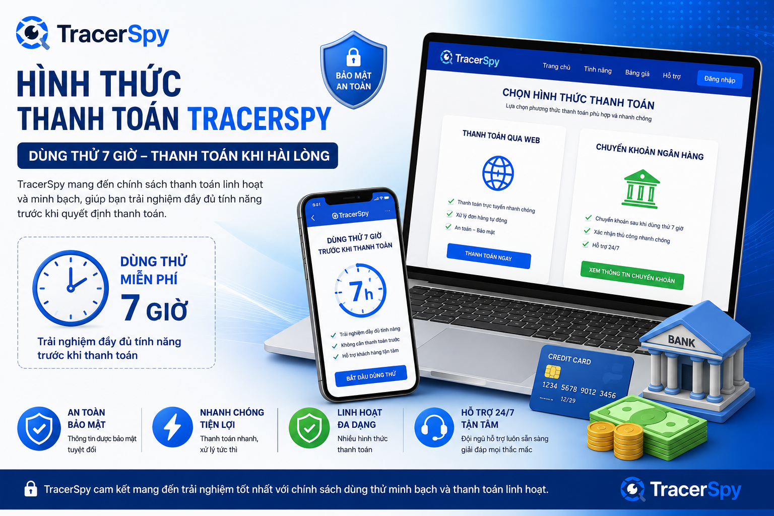 Hình Thức Thanh Toán TracerSpy – Dùng Thử 7 Giờ