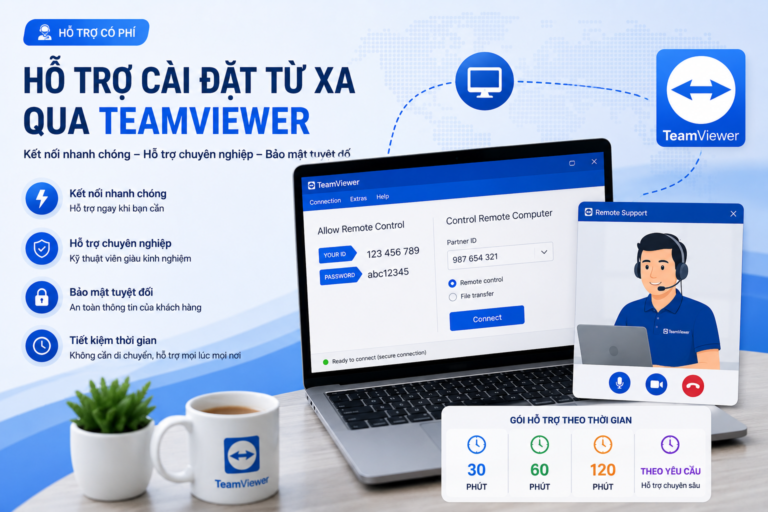 Hỗ trợ cài đặt từ xa 24/24