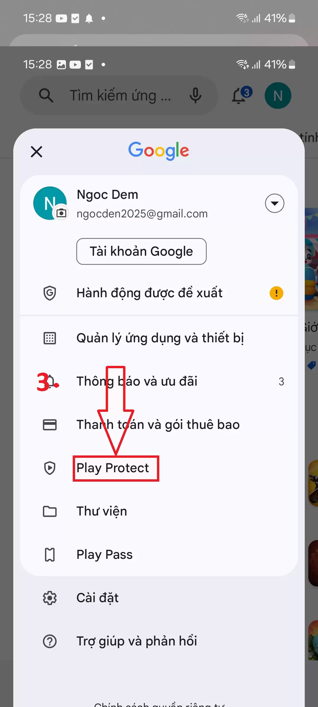 Nhấp vào Play Protect