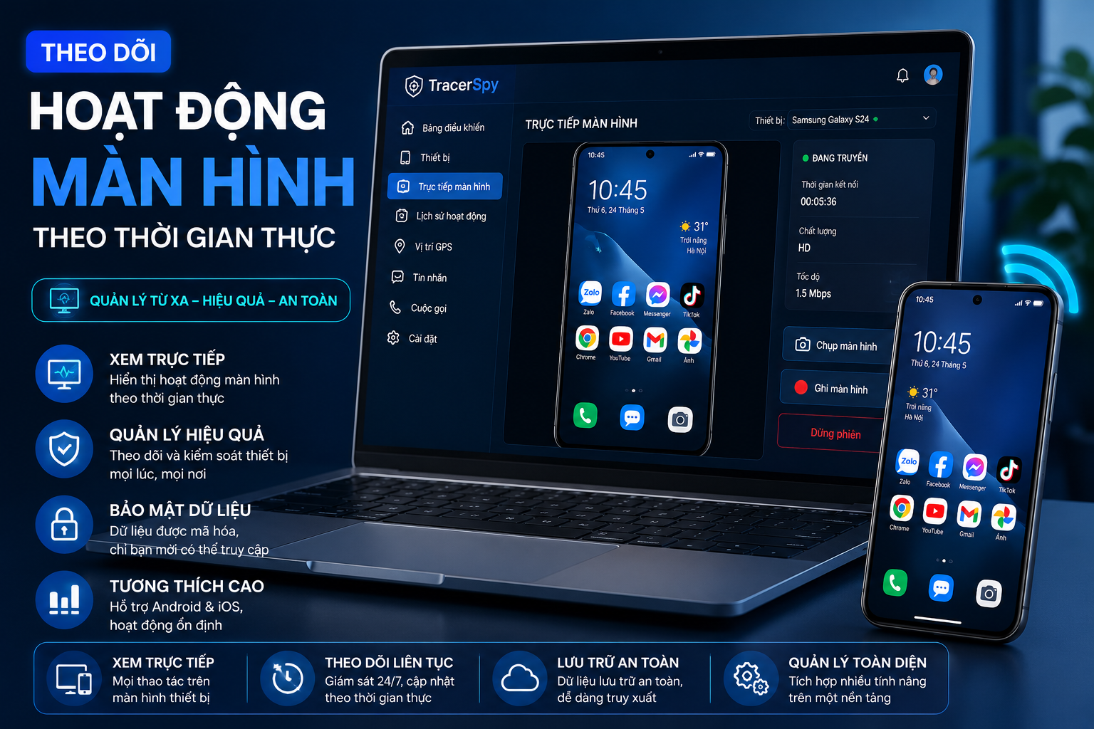 Theo Dõi Màn Hình trực tiếp 360 Tracerspy