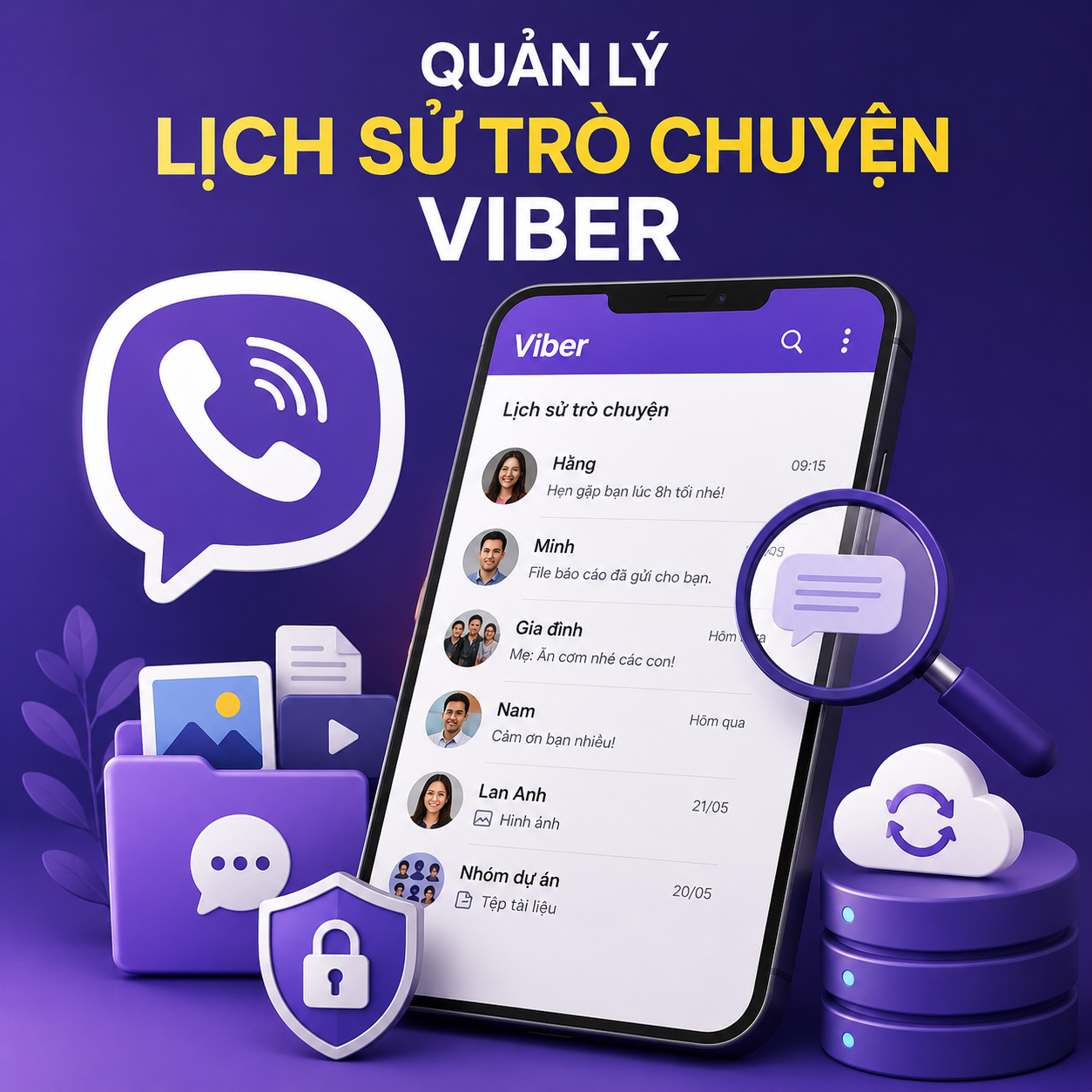Quản lý lịch sử trò chuyện Viber giúp lưu trữ dữ liệu và quản lý thông tin trên thiết bị được quản lý.