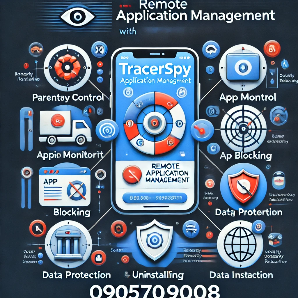 Hình ảnh minh họa về phần mềm Tracerspy giúp quản lý và giám sát ứng dụng từ xa trên thiết bị di động. Hỗ trợ kiểm soát các ứng dụng cài đặt, hoạt động theo thời gian thực, ngăn chặn các rủi ro bảo mật và bảo vệ dữ liệu cá nhân.
