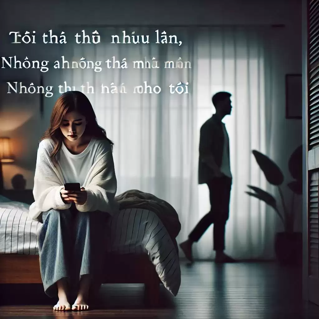 Người phụ nữ ôm điện thoại trong nước mắt, ngồi lặng lẽ trên giường với ký ức đau lòng về sự phản bội