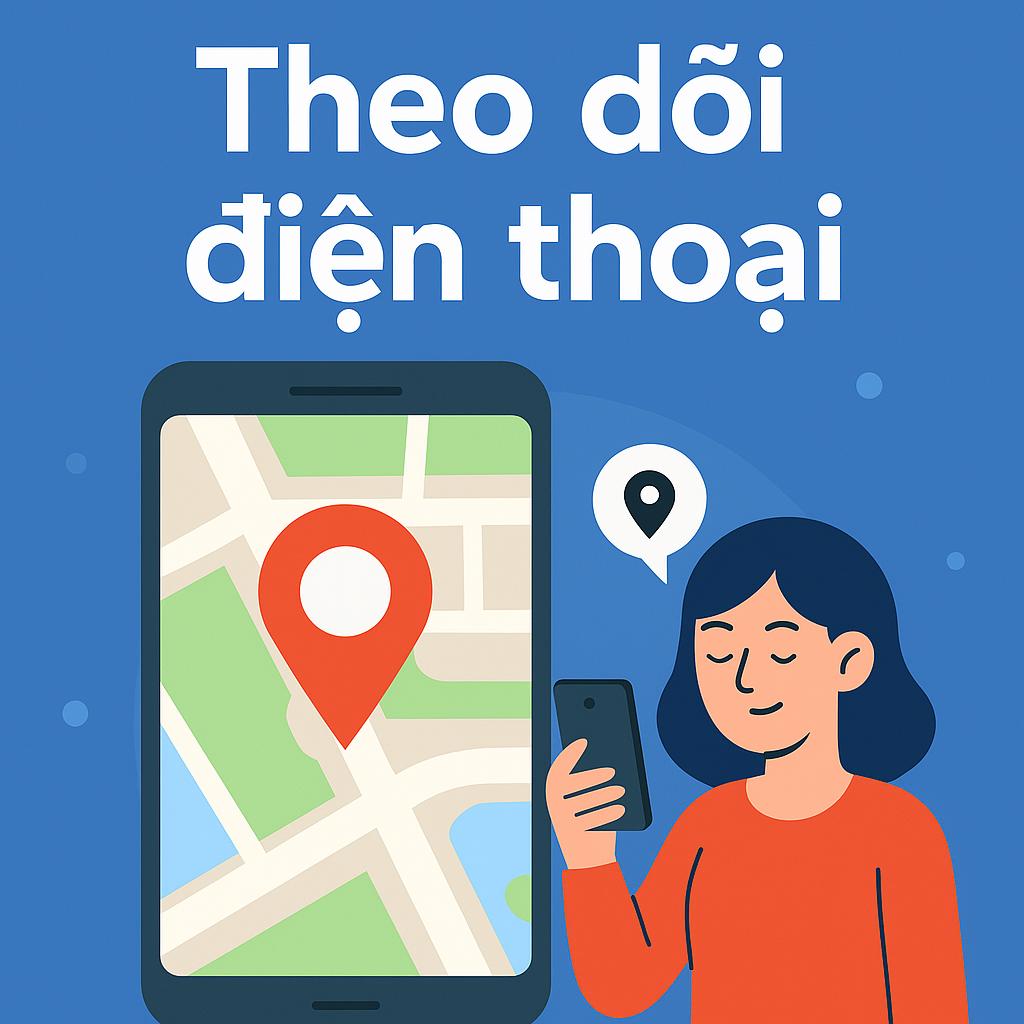 Hình minh họa người dùng theo dõi điện thoại hợp pháp bằng bản đồ Google, thể hiện công nghệ định vị hiện đại và bảo mật.