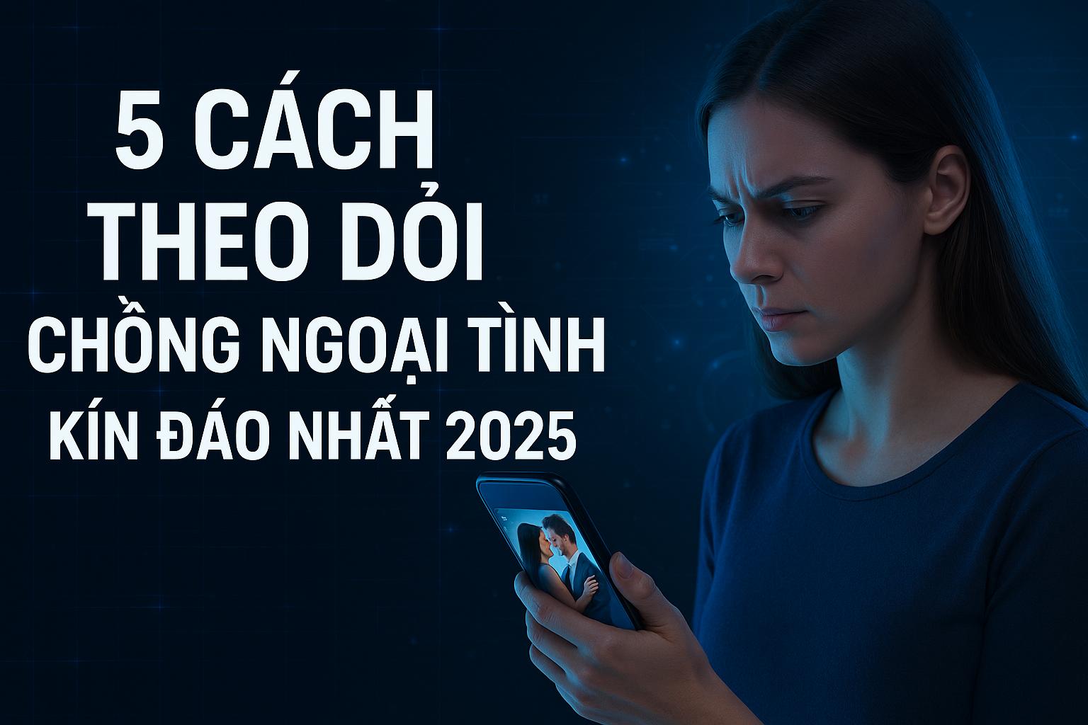 Phụ nữ theo dõi chồng ngoại tình bằng điện thoại qua phần mềm TracerSpy năm 2025
