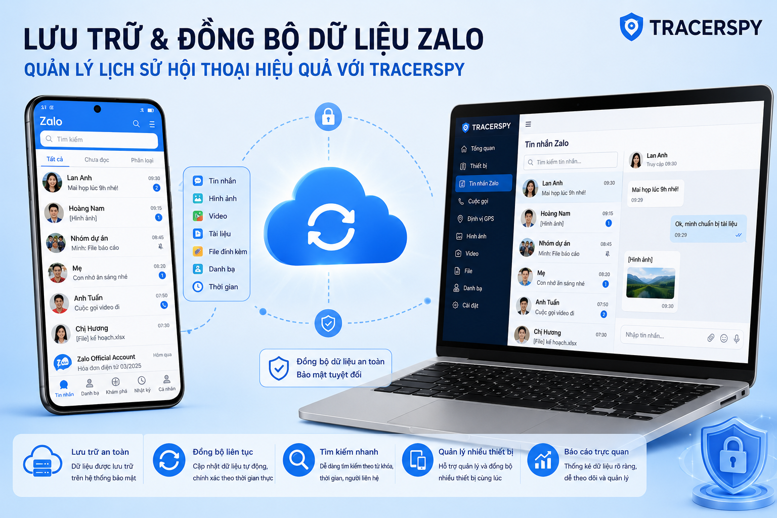 Lưu Trữ Dữ Liệu Zalo Trên Thiết Bị 2026 Được Quản Lý Với TracerSpy