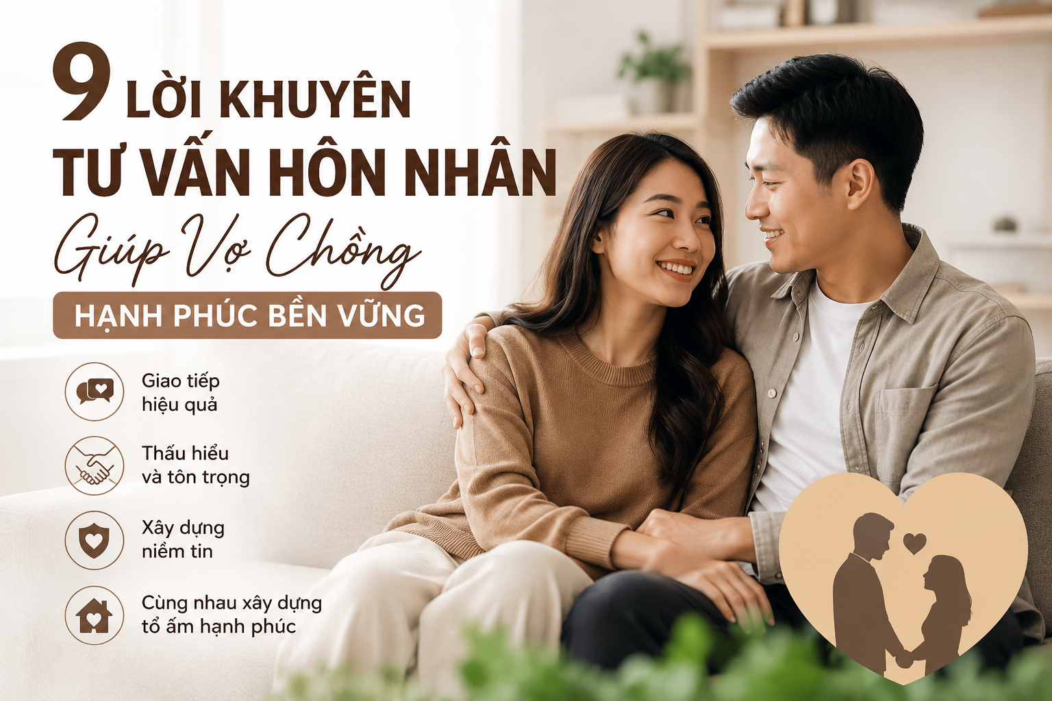 Tư vấn hôn nhân giúp vợ chồng cải thiện giao tiếp, xây dựng niềm tin và giữ gìn hạnh phúc gia đình. Khám phá 9 lời khuyên hữu ích để xây dựng hôn nhân bền vững.