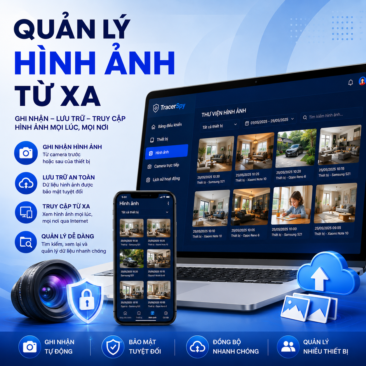 Quản lý hình ảnh từ xa với TracerSpy giúp ghi nhận, lưu trữ và quản lý hình ảnh từ camera thiết bị hiệu quả.