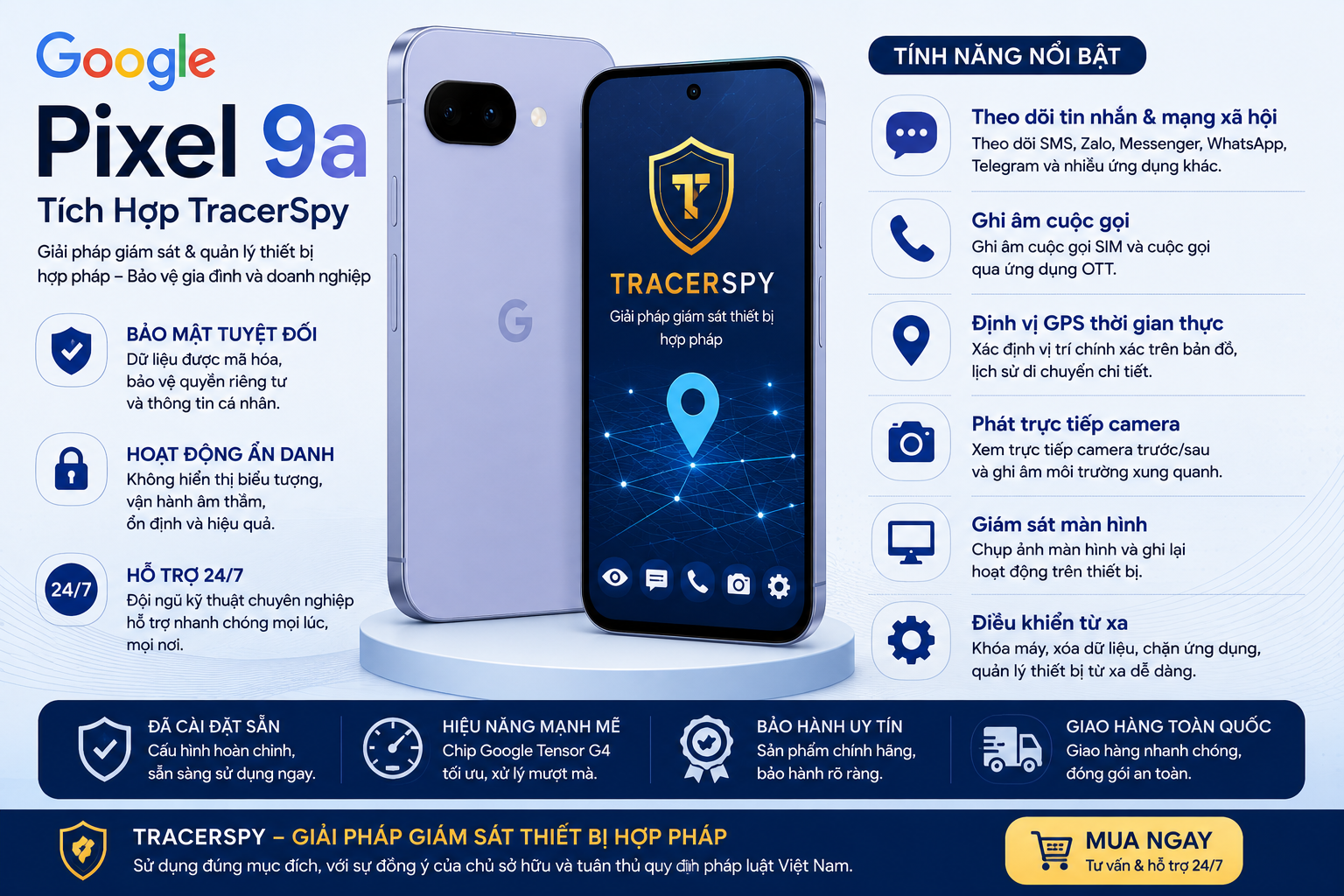 Google Pixel 9a tích hợp TracerSpy