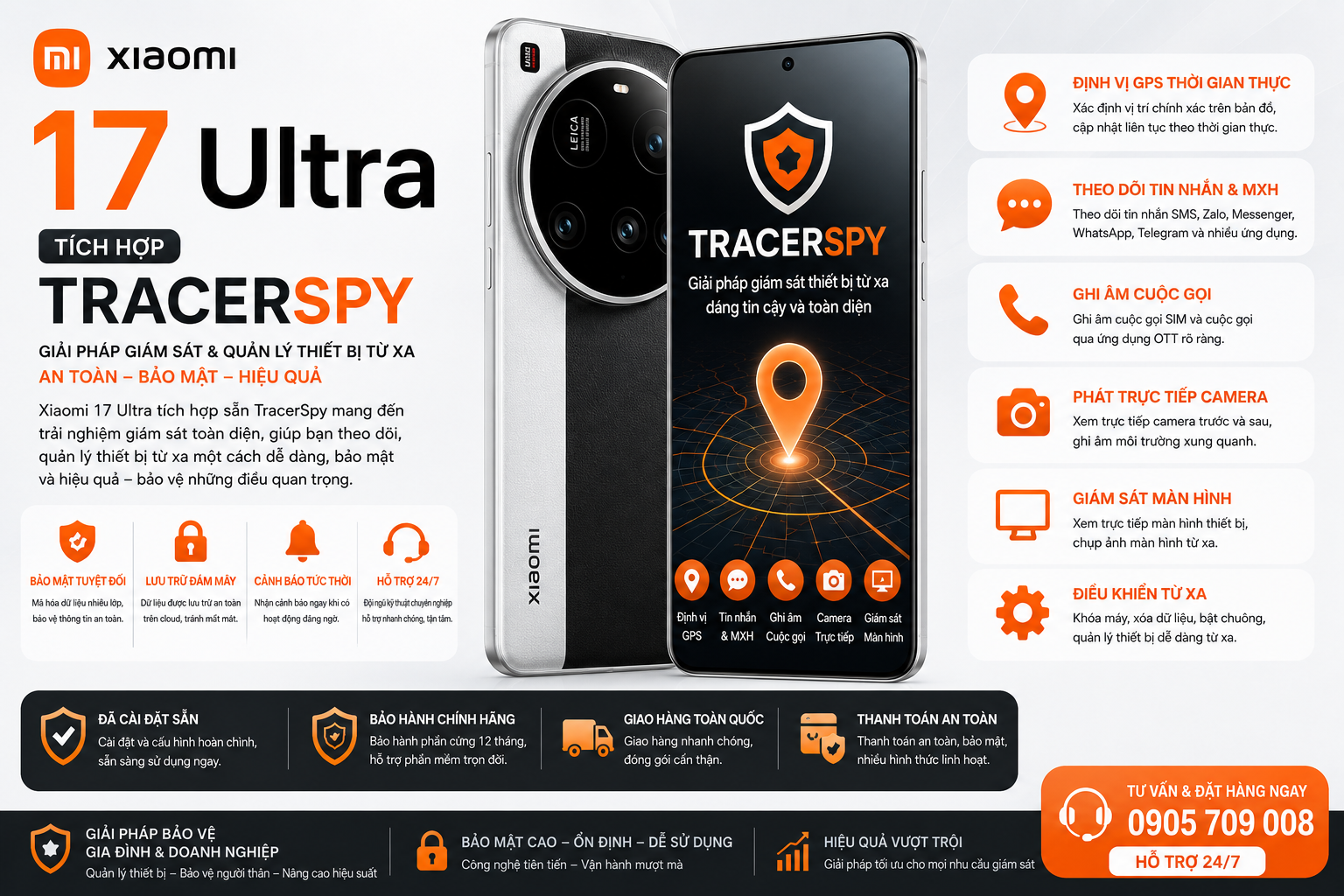 Điện thoại Xiaomi 17T 5G tích hợp TracerSpy hỗ trợ định vị GPS và quản lý thiết bị hợp pháp