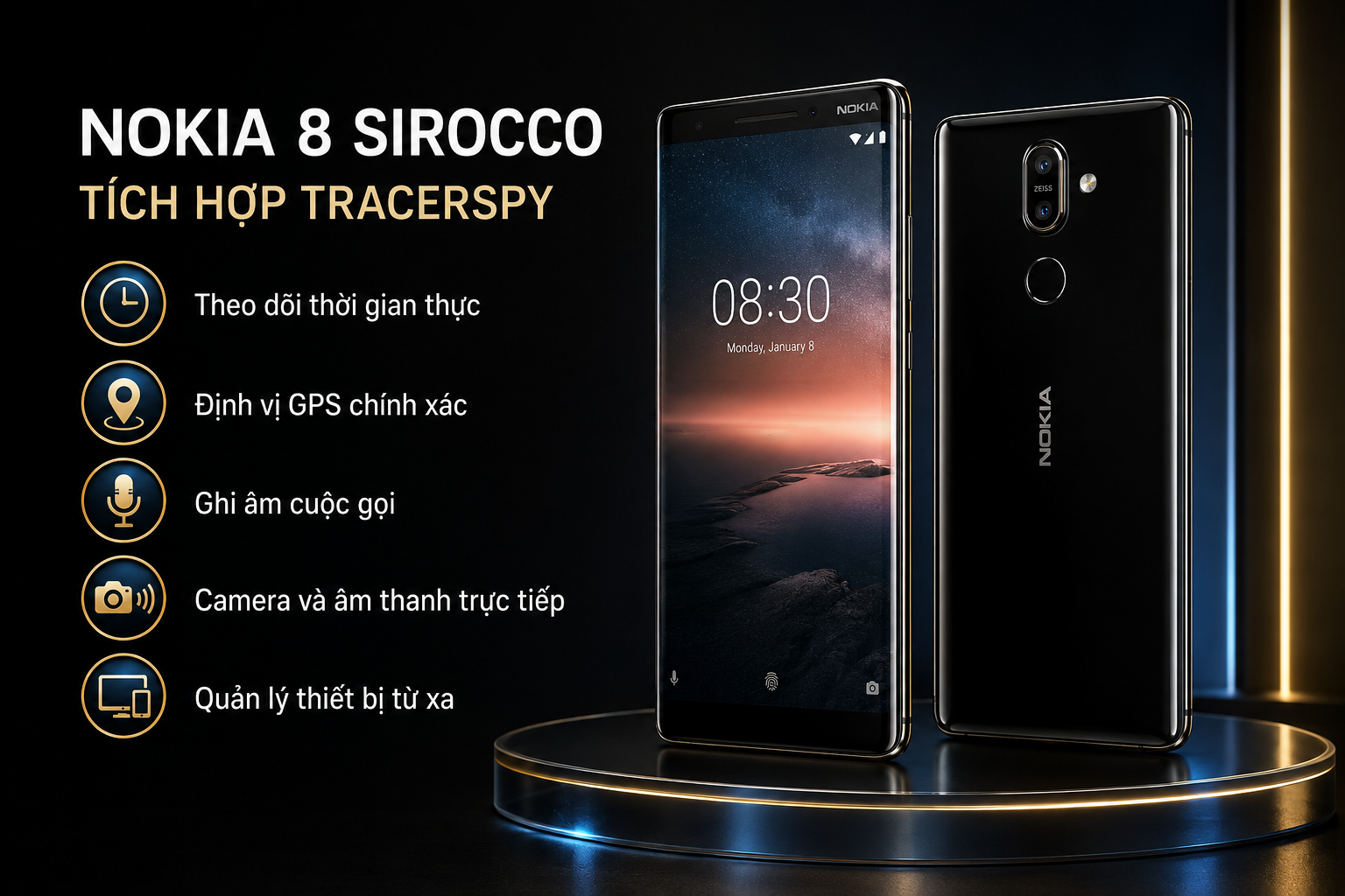 Nokia 8 Sirocco tích hợp TracerSpy hỗ trợ quản lý thiết bị từ xa
