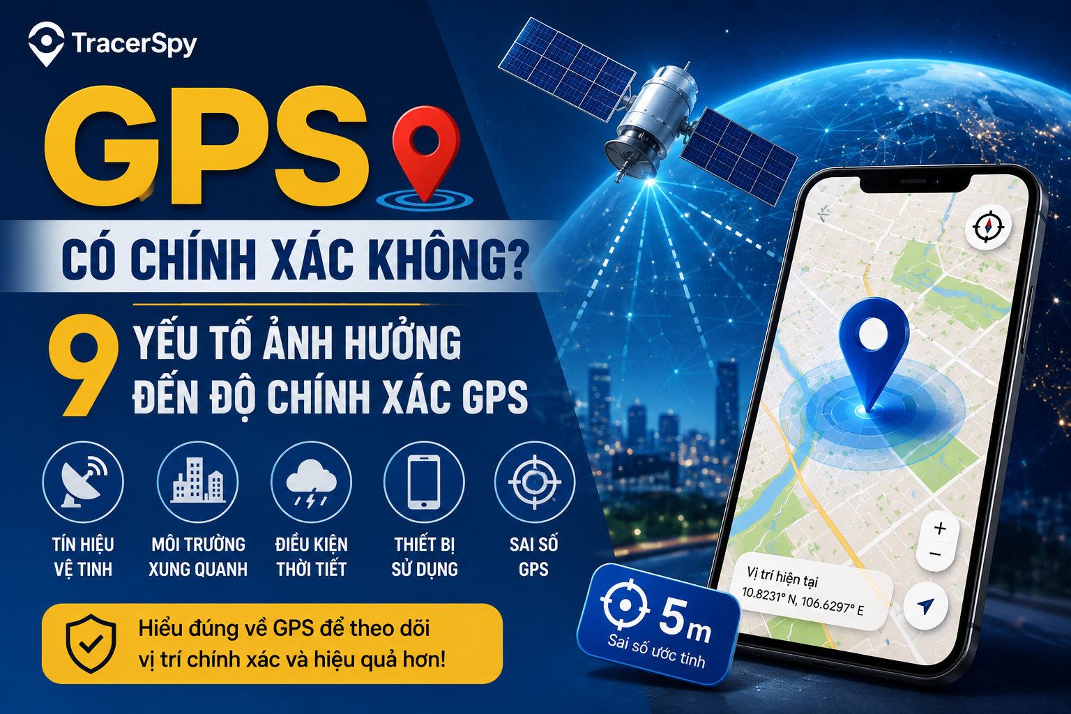 GPS có chính xác không? Hình đại diện minh họa 9 yếu tố ảnh hưởng đến độ chính xác GPS, GPS điện thoại và công nghệ định vị.