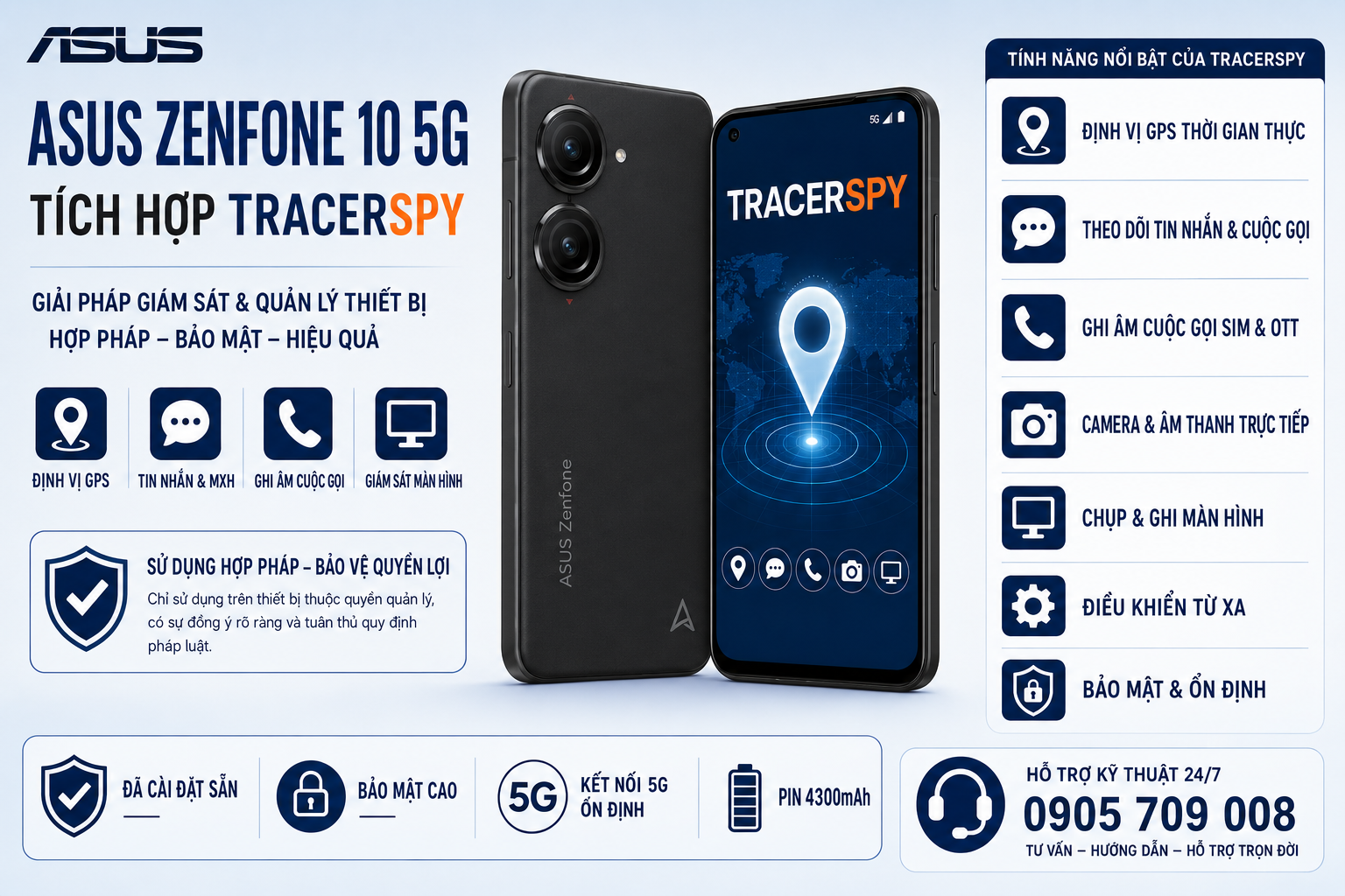 ASUS Zenfone 10 5G tích hợp TracerSpy với các tính năng quản lý thiết bị