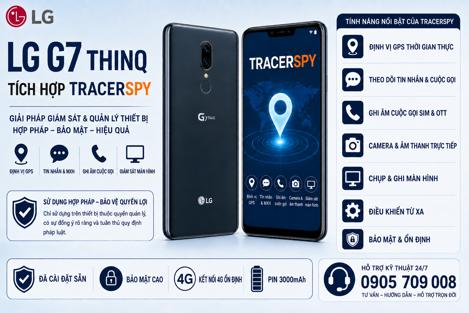 LG G7 ThinQ tích hợp TracerSpy với các tính năng quản lý thiết bị