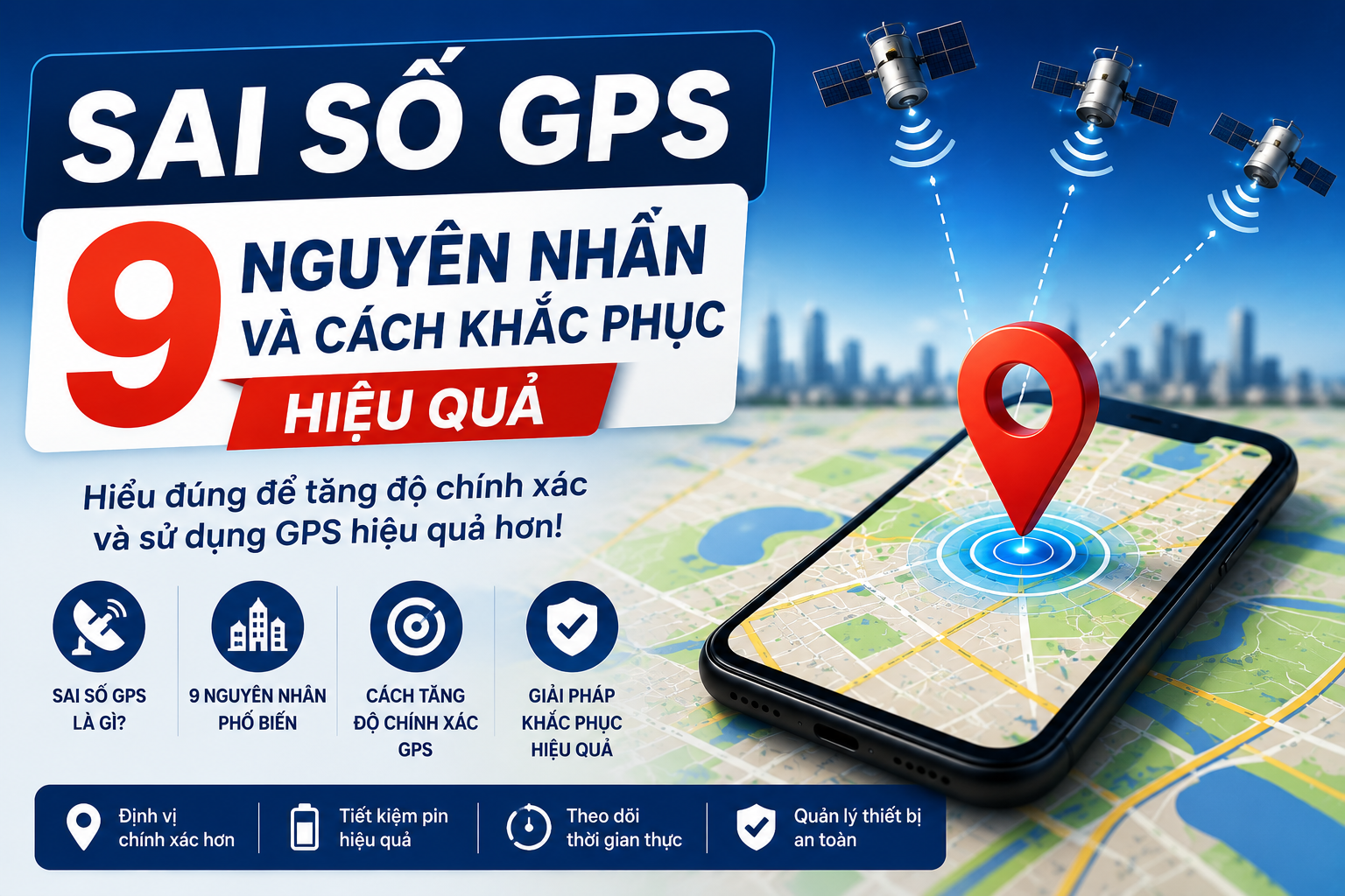 Sai số GPS: Hình đại diện minh họa 9 nguyên nhân ảnh hưởng đến độ chính xác GPS, GPS điện thoại và các cách tăng độ chính xác GPS hiệu quả.