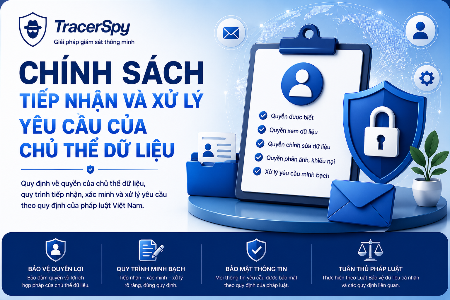 Chính sách tiếp nhận và xử lý yêu cầu của chủ thể dữ liệu TracerSpy theo quy định pháp luật Việt Nam