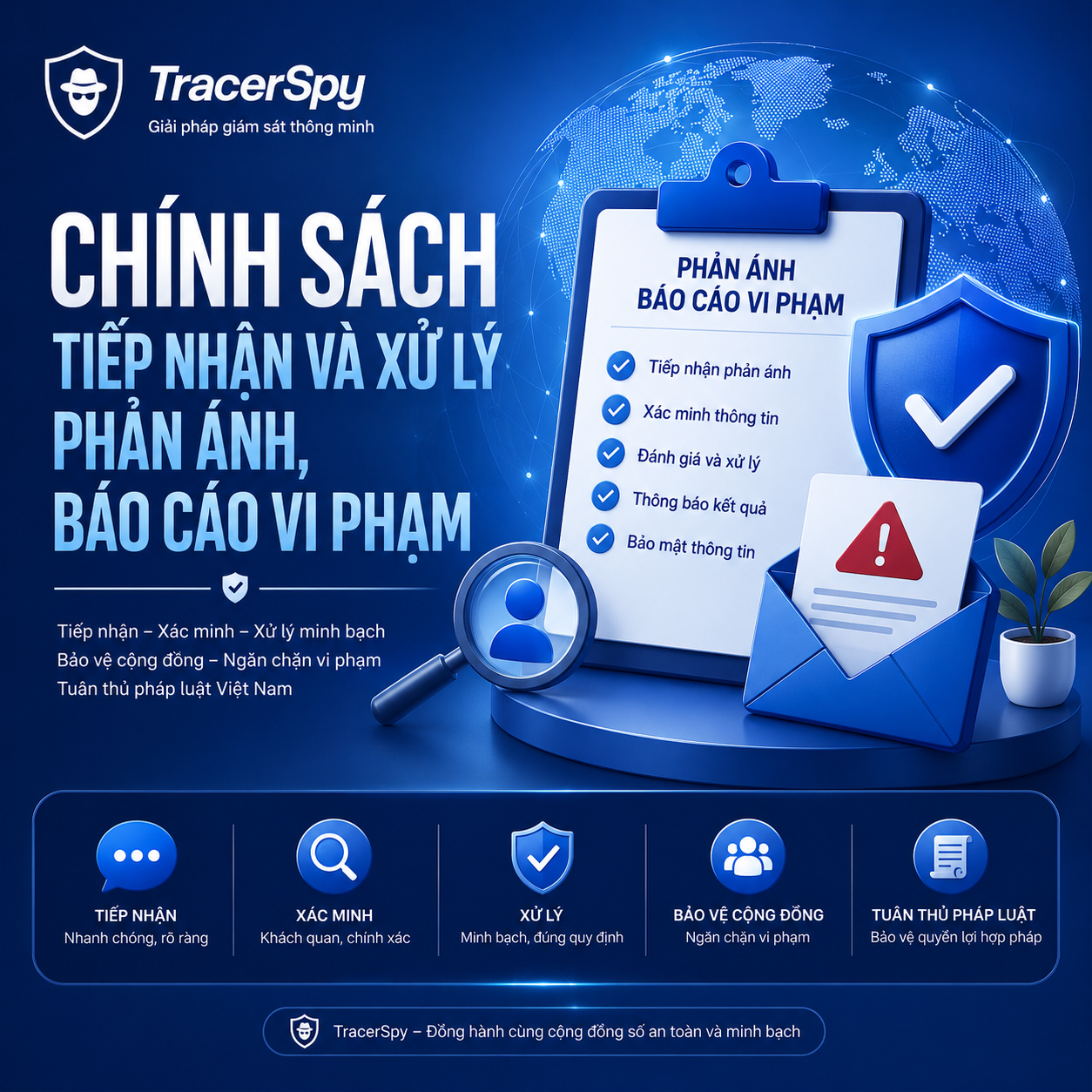 Chính sách tiếp nhận và xử lý phản ánh, báo cáo vi phạm TracerSpy theo quy định pháp luật Việt Nam