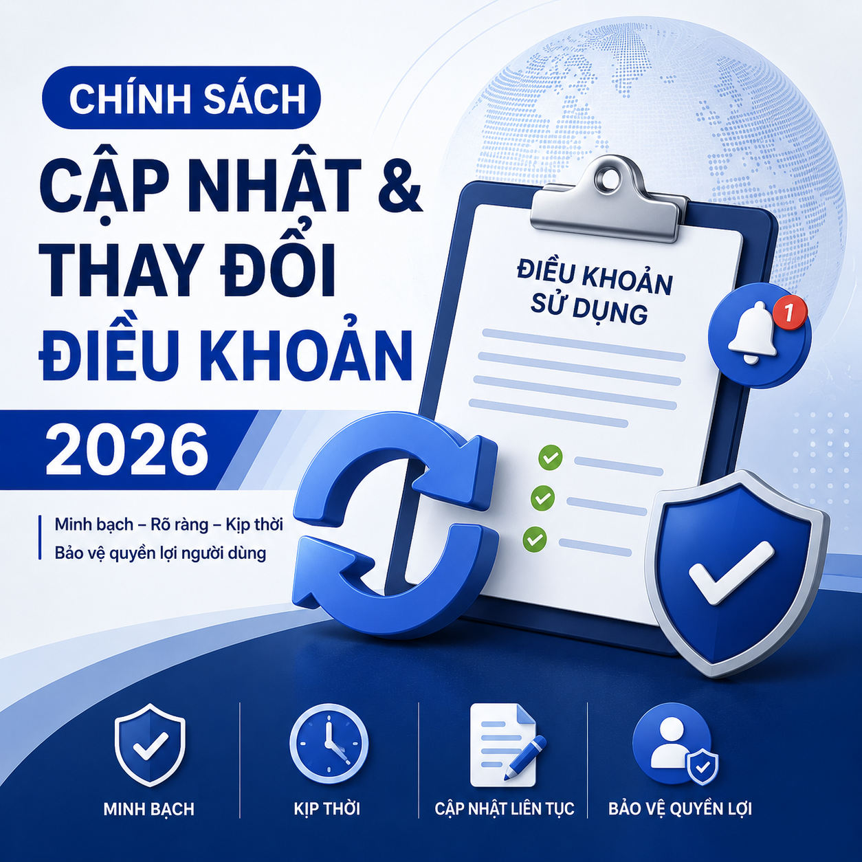 Chính sách cập nhật và thay đổi điều khoản năm 2026 của TracerSpy