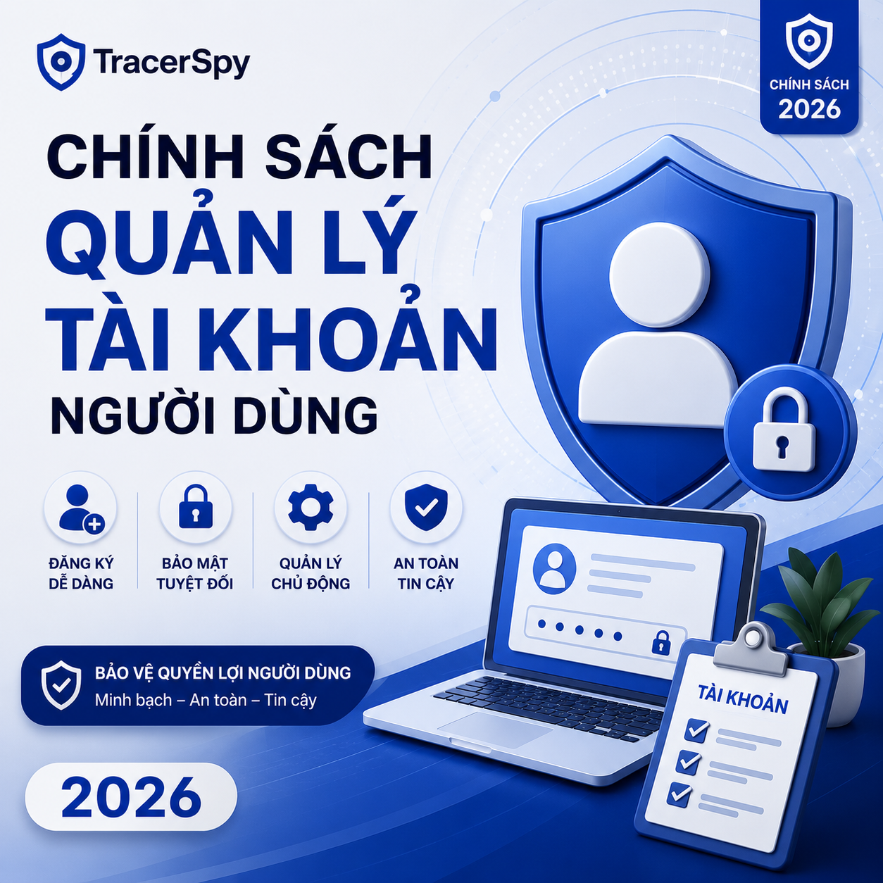 Chính sách quản lý tài khoản người dùng an toàn năm 2026