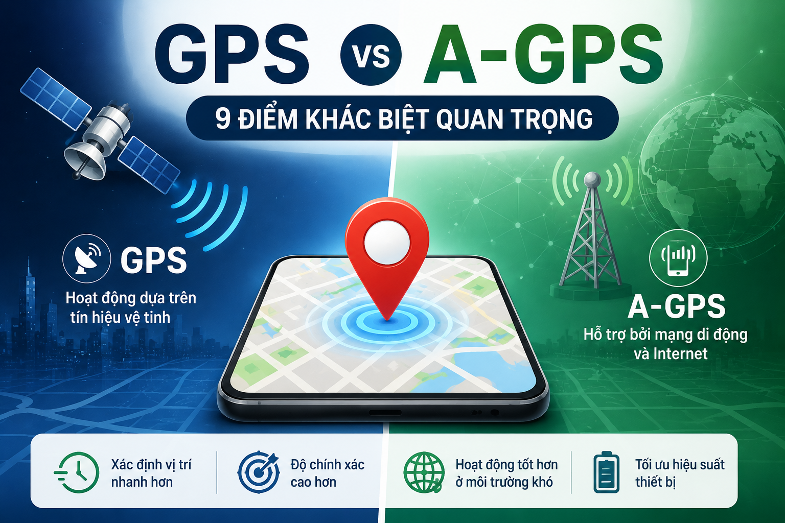 GPS và AGPS giúp so sánh sự khác nhau giữa GPS và AGPS, giải thích AGPS là gì, định vị GPS, GPS điện thoại và độ chính xác GPS.