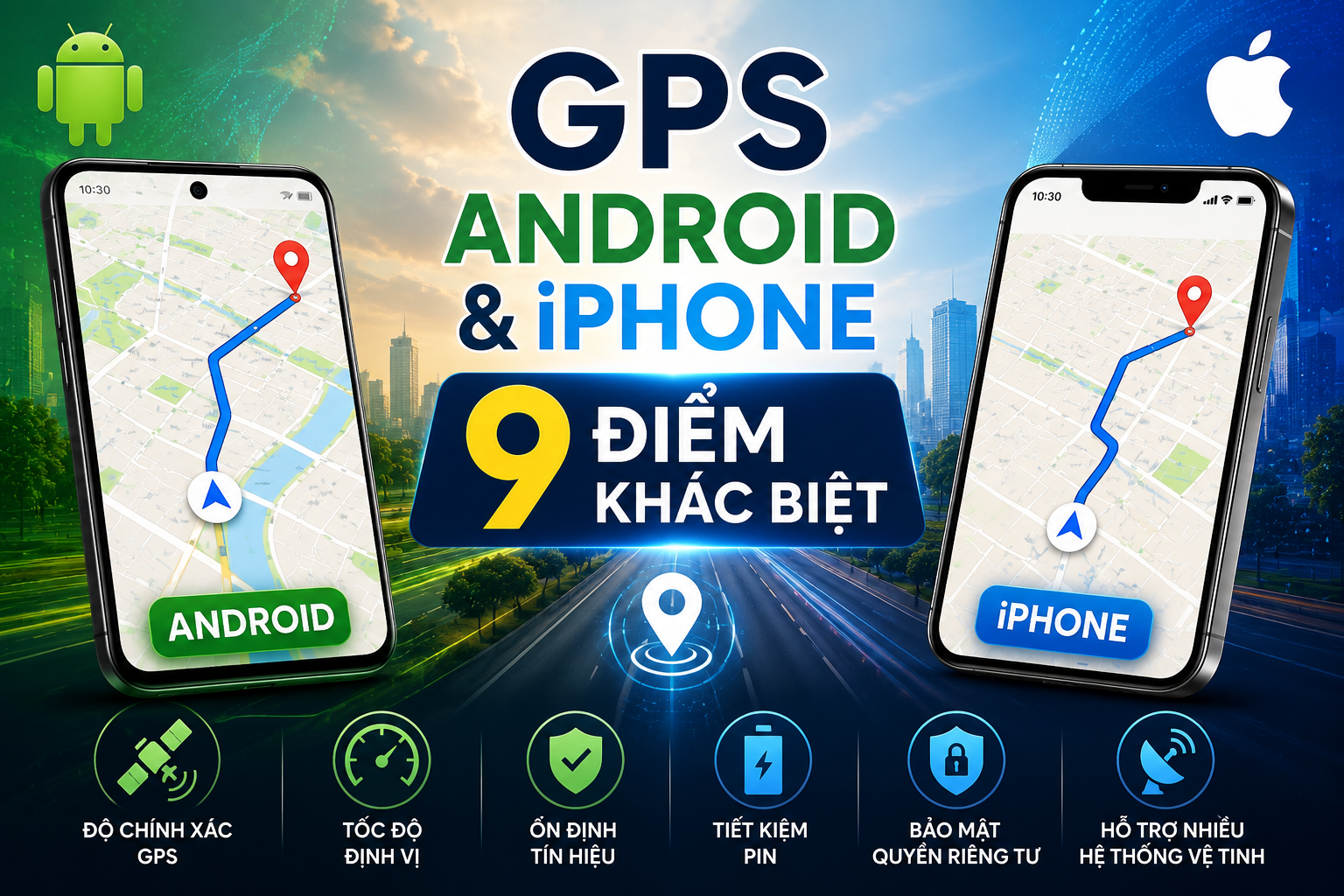 So sánh GPS Android và iPhone về độ chính xác GPS, khả năng định vị, tốc độ cập nhật vị trí và trải nghiệm sử dụng trên hai nền tảng.