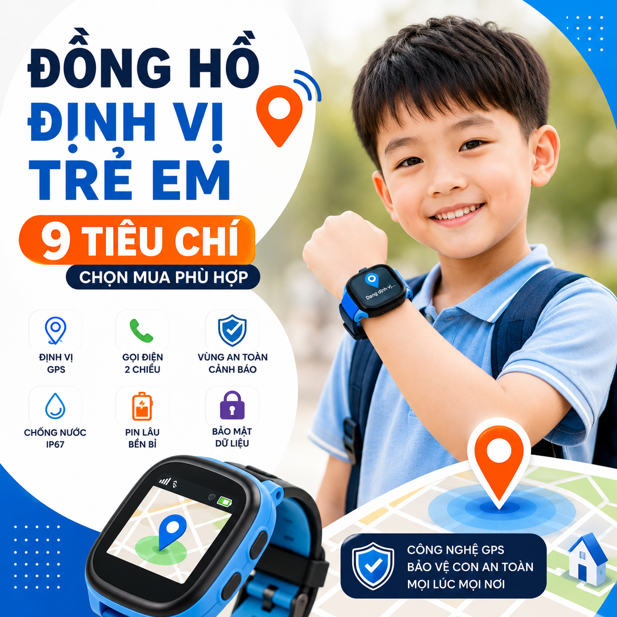Đồng hồ định vị trẻ em tích hợp GPS giúp hỗ trợ xác định vị trí của trẻ, nâng cao an toàn và giúp cha mẹ yên tâm hơn trong những tình huống phù hợp.