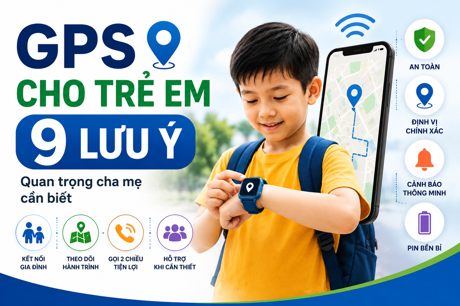 GPS cho trẻ em giúp cha mẹ hỗ trợ xác định vị trí của trẻ, tăng cường an toàn và đồng hành cùng con trong học tập, vui chơi và sinh hoạt hằng ngày.
