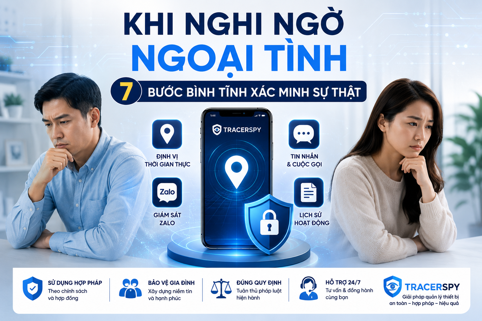 Khi nghi ngờ ngoại tình sử dụng TracerSpy theo đúng chính sách và mục đích hợp pháp