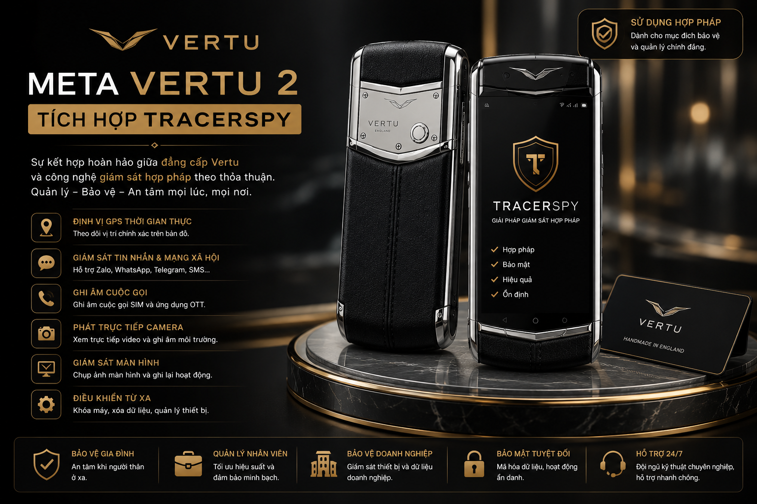 Meta Vertu 2 tích hợp TracerSpy hỗ trợ định vị GPS và quản lý thiết bị từ xa
