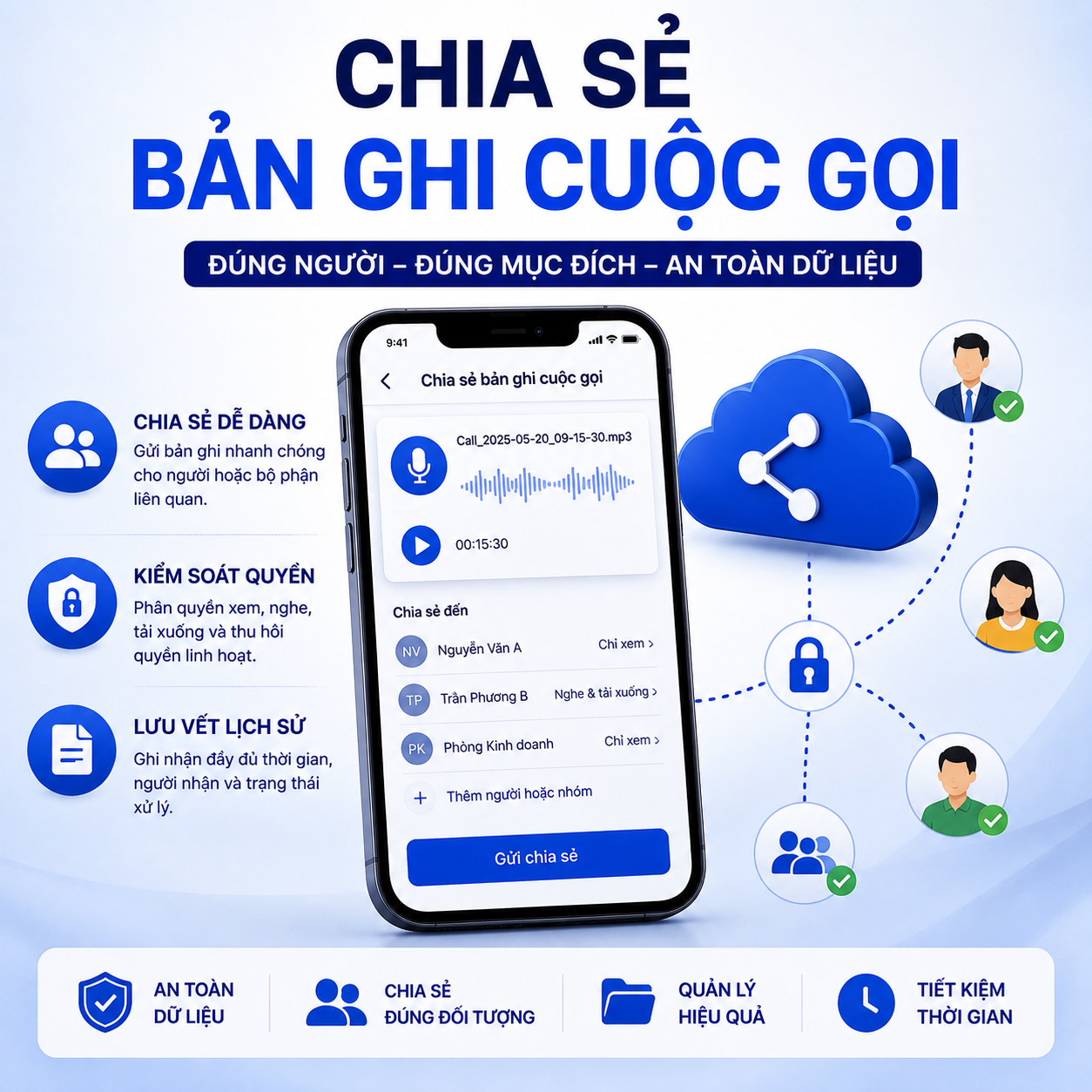 Chia sẻ bản ghi cuộc gọi TracerSpy