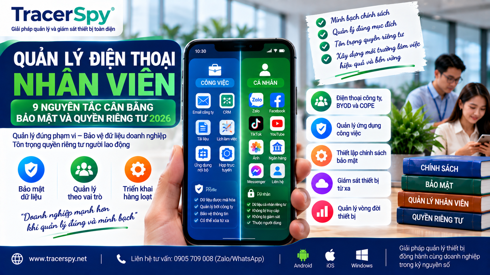 Quản lý điện thoại nhân viên bảo mật dữ liệu và quyền riêng tư 2026