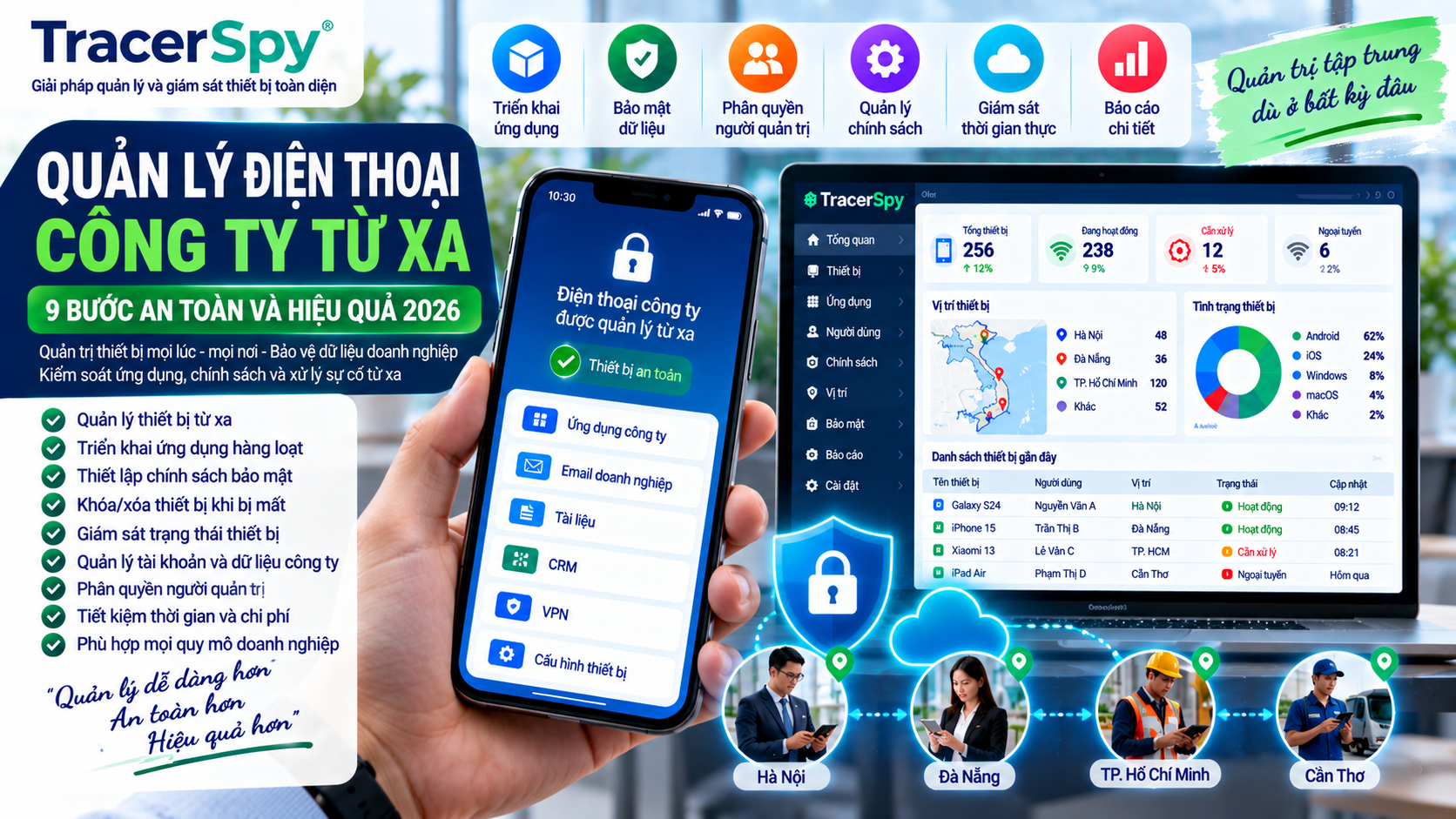 Quản lý thiết bị công ty từ xa bằng TracerSpy 2026