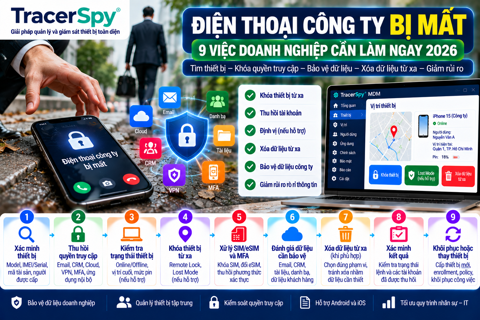 Bảo vệ dữ liệu doanh nghiệp khi điện thoại công ty bị mất năm 2026