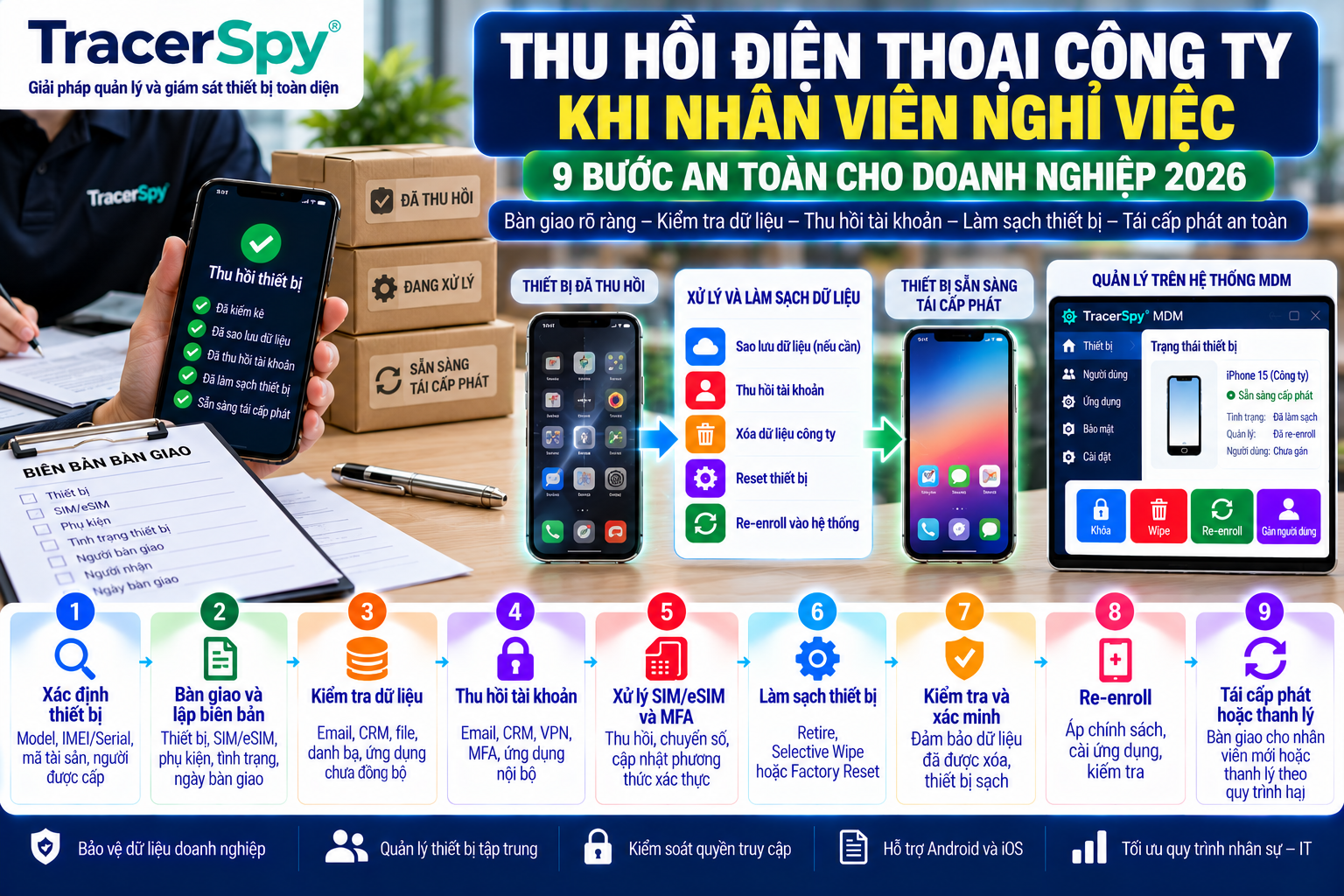 Bàn giao và tái cấp phát điện thoại công ty sau khi nhân viên nghỉ việc năm 2026