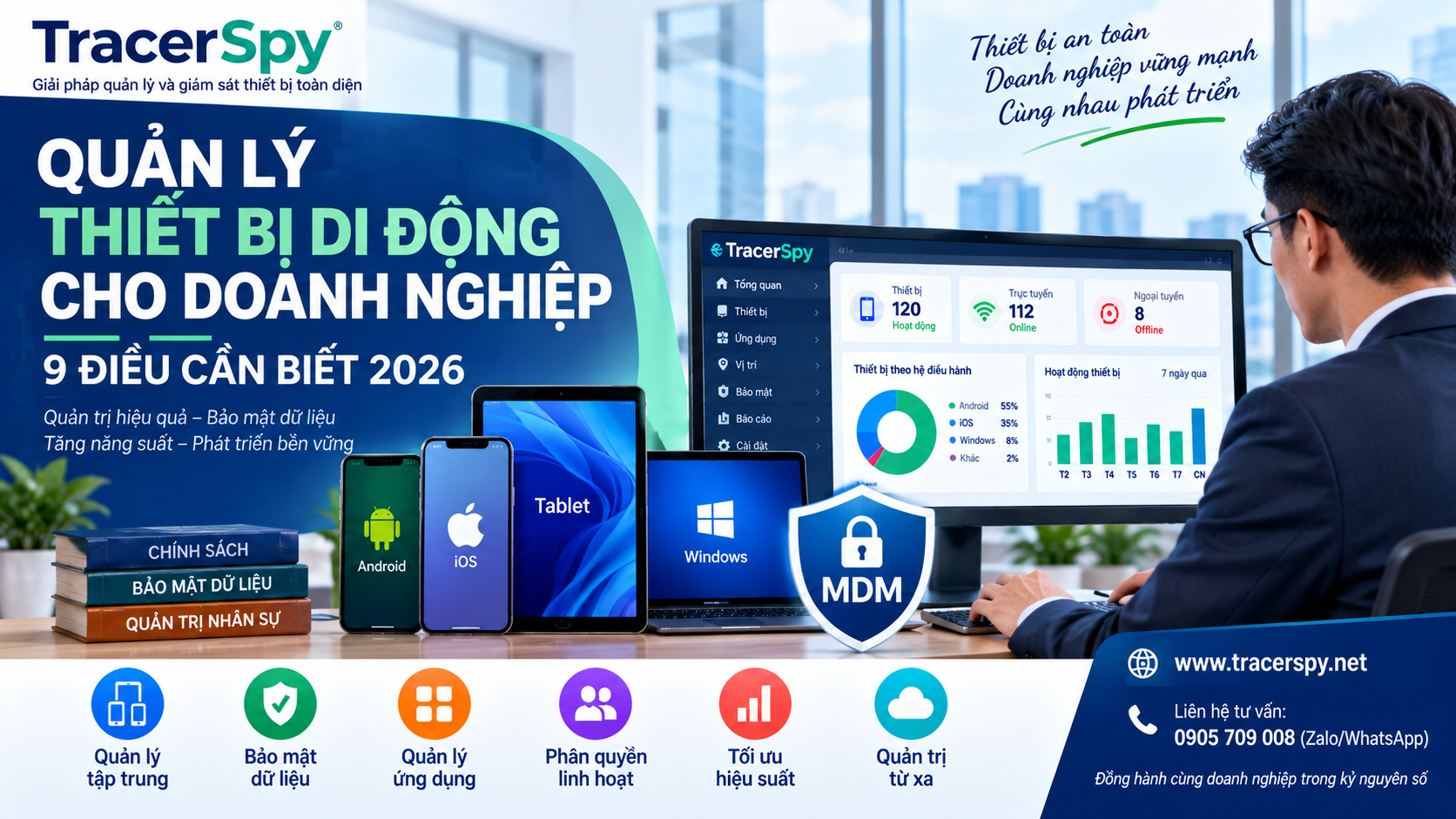 Quản lý thiết bị di động cho doanh nghiệp bằng TracerSpy 2026