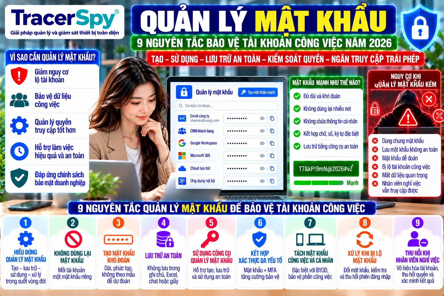 Quản Lý Mật Khẩu: 9 Nguyên Tắc Bảo Vệ Tài Khoản Công Việc 2026