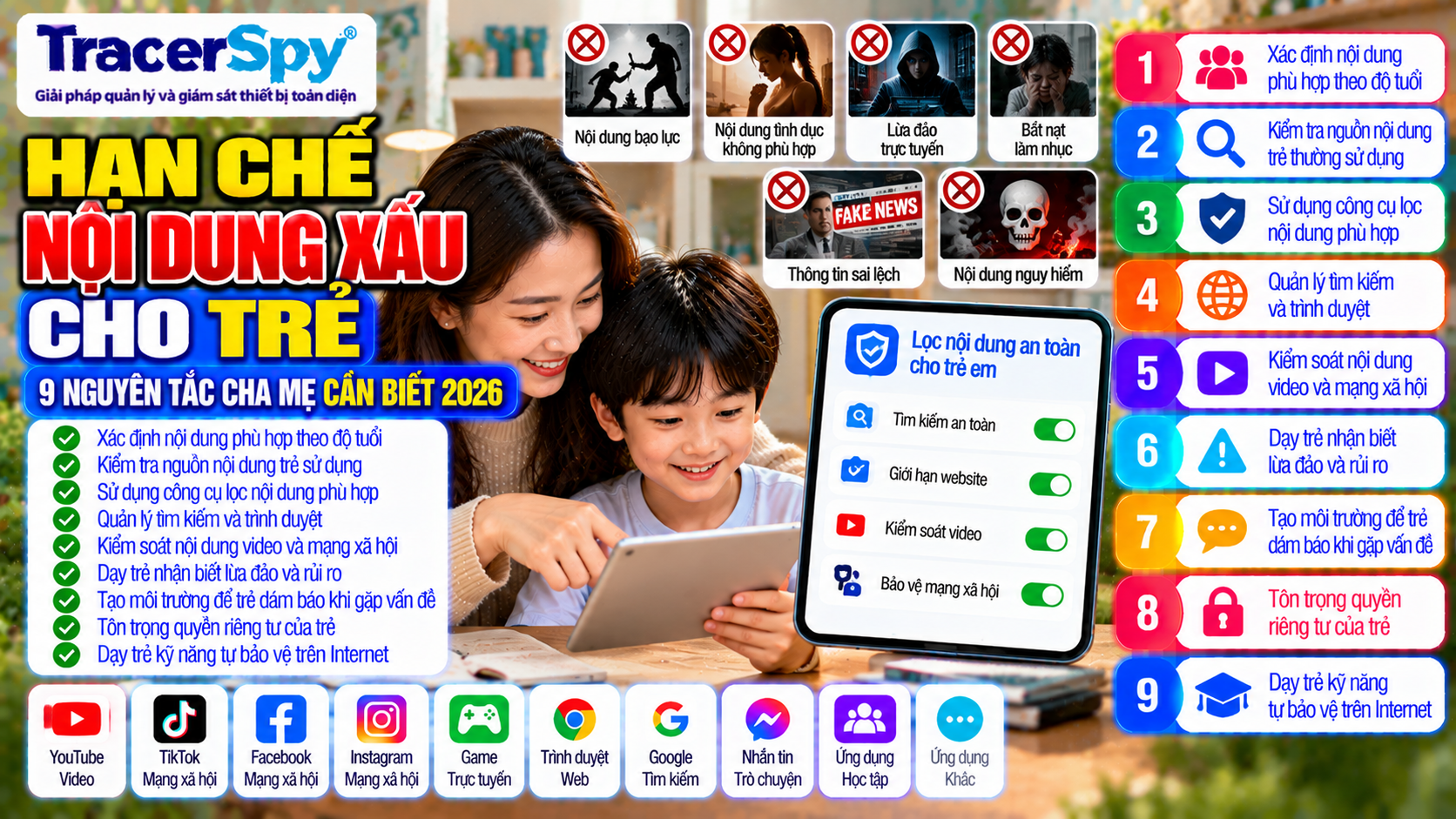 Hạn Chế Nội Dung Xấu Cho Trẻ: 9 Nguyên Tắc Cha Mẹ Cần Biết 2026