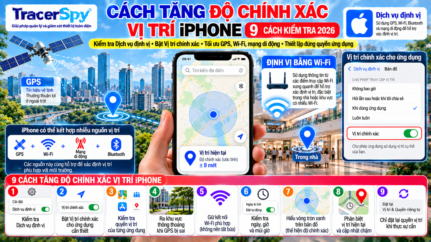 Vị trí iPhone không chính xác và cách cải thiện GPS iPhone bằng Wi-Fi, mạng di động, Bluetooth, Dịch vụ định vị và Vị trí chính xác